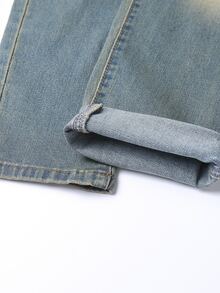 Quần Jeans Nam Thêu Denim mùa giặt Thú vật - Rửa nhẹ - Xem 3