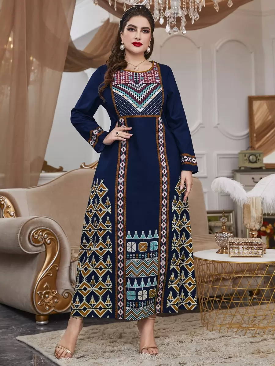 Mulvari Vestido túnico con estampado geométrico - Azul Marino - Ver 1