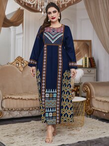 Mulvari Vestido túnico con estampado geométrico - Azul Marino - Ver 5