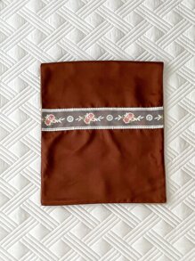 1pc Flower Lace Embroidered Bed Runner - Brown - View 3