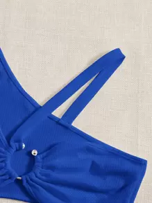 SHEIN ICON Top de cuello asimétrico con diseño de aro O