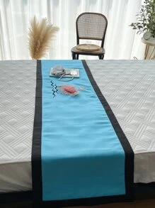 1入組人造珍珠細節天鵝裝飾床旗 - 藍色 - 查看 5