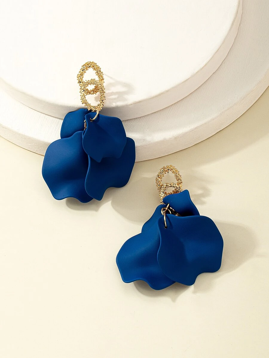 花瓣設計耳墜 - 藍色 - 查看 1