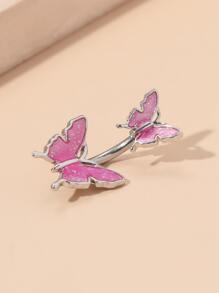 完美穿孔蝴蝶裝飾肚臍肚環不銹鋼男女款無需穿孔隔墊身體首飾