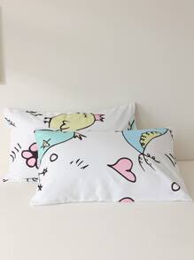 Cartoon Chicken Pattern Duvet Cover Set Without Filler - Multicolor - View 6