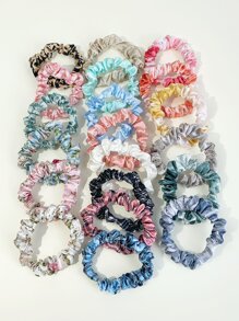 Gói 20 dây buộc tóc vải hoa trơn màu, dịu nhẹ cho tóc, xanh nhạt, cà phê, màu kẹo, nhuộm loang, họa tiết hoa, phụ kiện đi biển, dây buộc tóc thiết yếu cho nữ khi trở lại trường - Nhiều màu - Xem 3