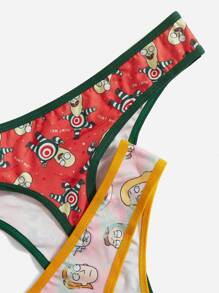 Rick and Morty | ROMWE 3pack Cartoon Print Contrast Binding Thongs