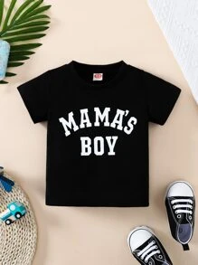 Đứa bé trai Đồ họa Chữ cái Vòng cổ Áo thun - màu đen - Xem 1