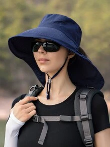 1 chiếc Mũ rộng vành cho nữ, Mũ chống nắng mùa hè ngoài trời - Màu xanh hải quân - Xem 4