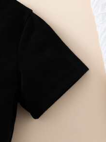 Đứa bé trai Đồ họa Chữ cái Vòng cổ Áo thun - màu đen - Xem 5