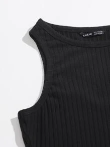 SHEIN Essnce Rib-knit Bodycon Dress - Black - View 4