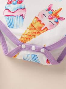 Baby Cartoon Graphic Ruffle Trim Bodysuit