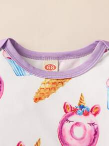 Baby Cartoon Graphic Ruffle Trim Bodysuit