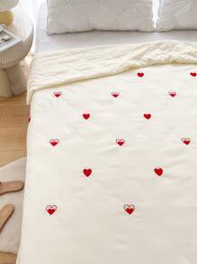 Heart Embroidered Bedspread