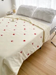 Heart Embroidered Bedspread