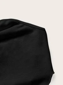 SHEIN ICON Ruched Front Bandana Tube Top - Black - View 4