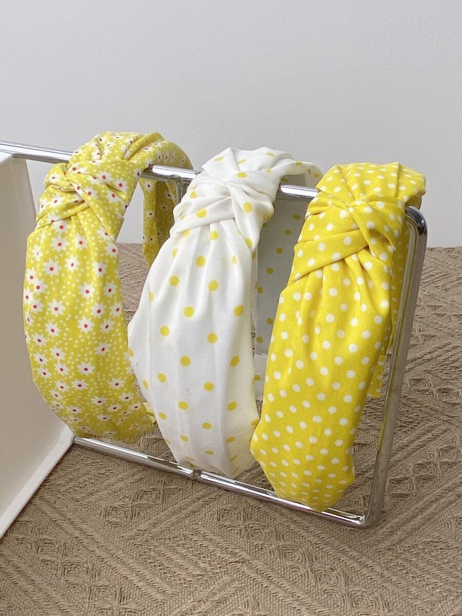 3入組波點圖案雪紡髮箍 - 彩色 - 查看 1