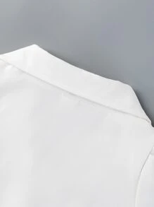 SHEIN Young Girl Lapel Collar Puff Sleeve Button Front Crop Shirt - White - View 5