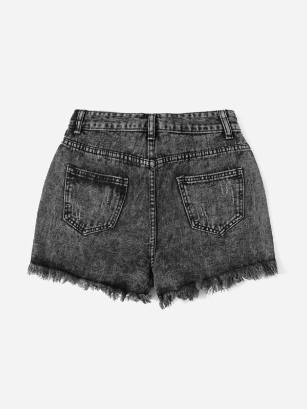 SHEIN EZwear Raw Hem Ripped Denim Shorts SHEIN EUQS