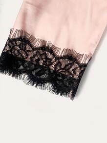 4pack Floral Lace Lingerie Set With Satin Belted Robe - Baby Pink - View 6