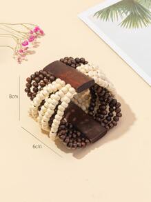 European Style Long Wood Chip Beaded Bracelet - Multicolor - View 3