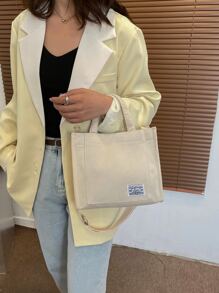 Letter Patch Decor Square Bag - White - View 2