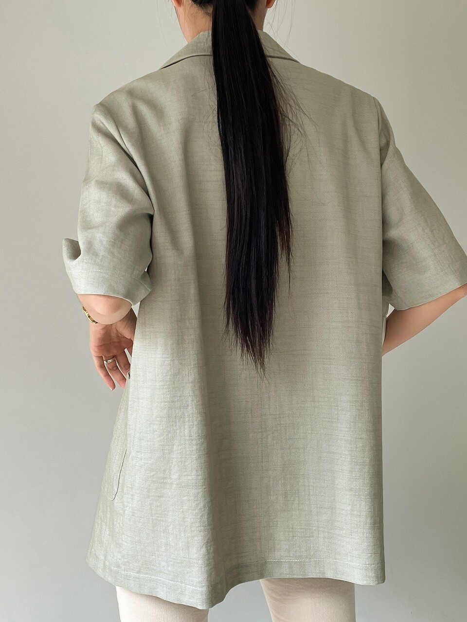 Button Front Pocket Detail Blazer