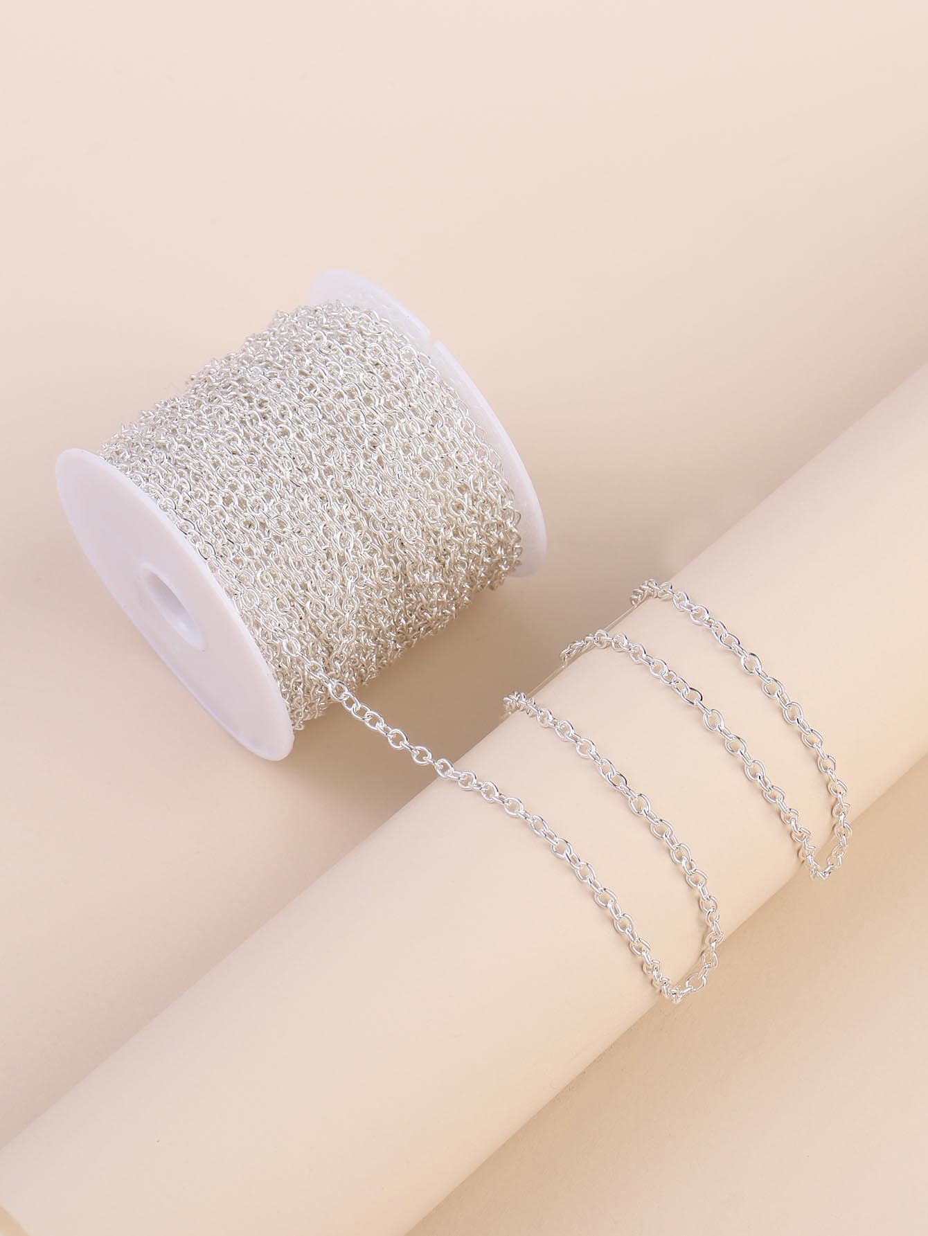 1roll Cable Chain For Making Necklace Bracelet Extensions - Silver - View 1