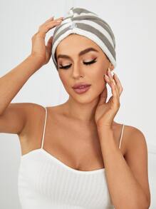 Striped Pattern Hair Towel - Multicolor - View 4