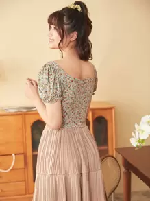 Soleia Tie Front Ditsy Floral Crop Top - Multicolor - View 2