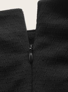 Ruched Tie Back Flare Leg Trousers - Black - View 3