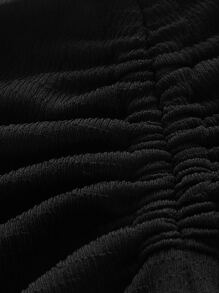 Ruched Tie Back Flare Leg Trousers - Black - View 4