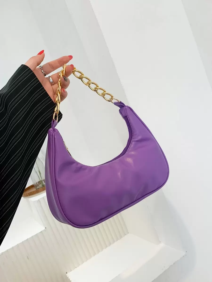 Minimalist Chain Saddle Bag , Purple - Purple - View 1