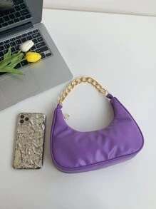 Minimalist Chain Saddle Bag , Purple - Purple - View 4