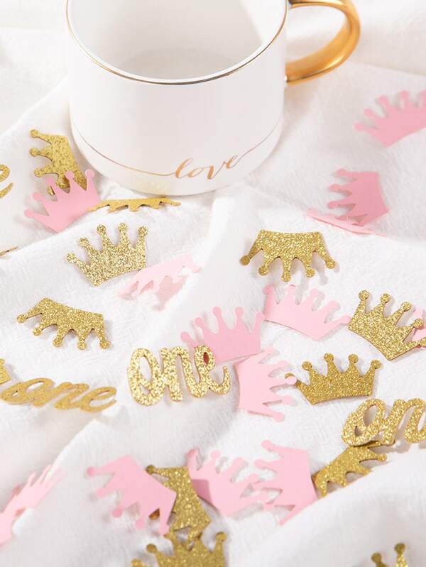 100 Stück/Set 1. Geburtstag Blau Gold/Rosa Gold Krone Party Konfetti