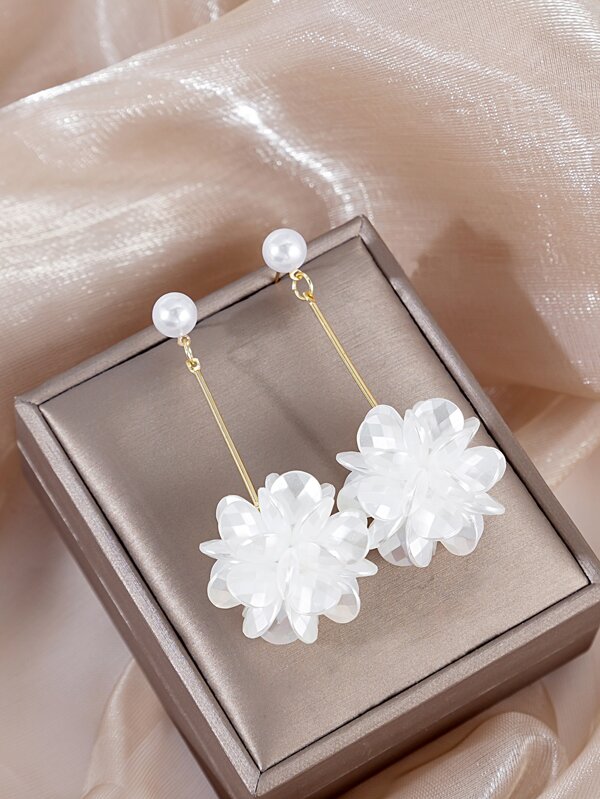 Faux Pearl Decor Flower Drop Earrings Valentines,Mom,Mother,Mother's Day,Gift