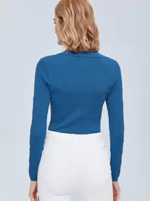 SHEIN Viscose Ribbed Bodysuit - Blue - View 2