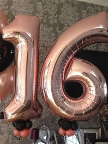 1 pieza Globo con número de 32 pulgadas, globo de oro rosa de 32 pulgadas para fiesta de cumpleaños, Navidad - Champán - Ver 2