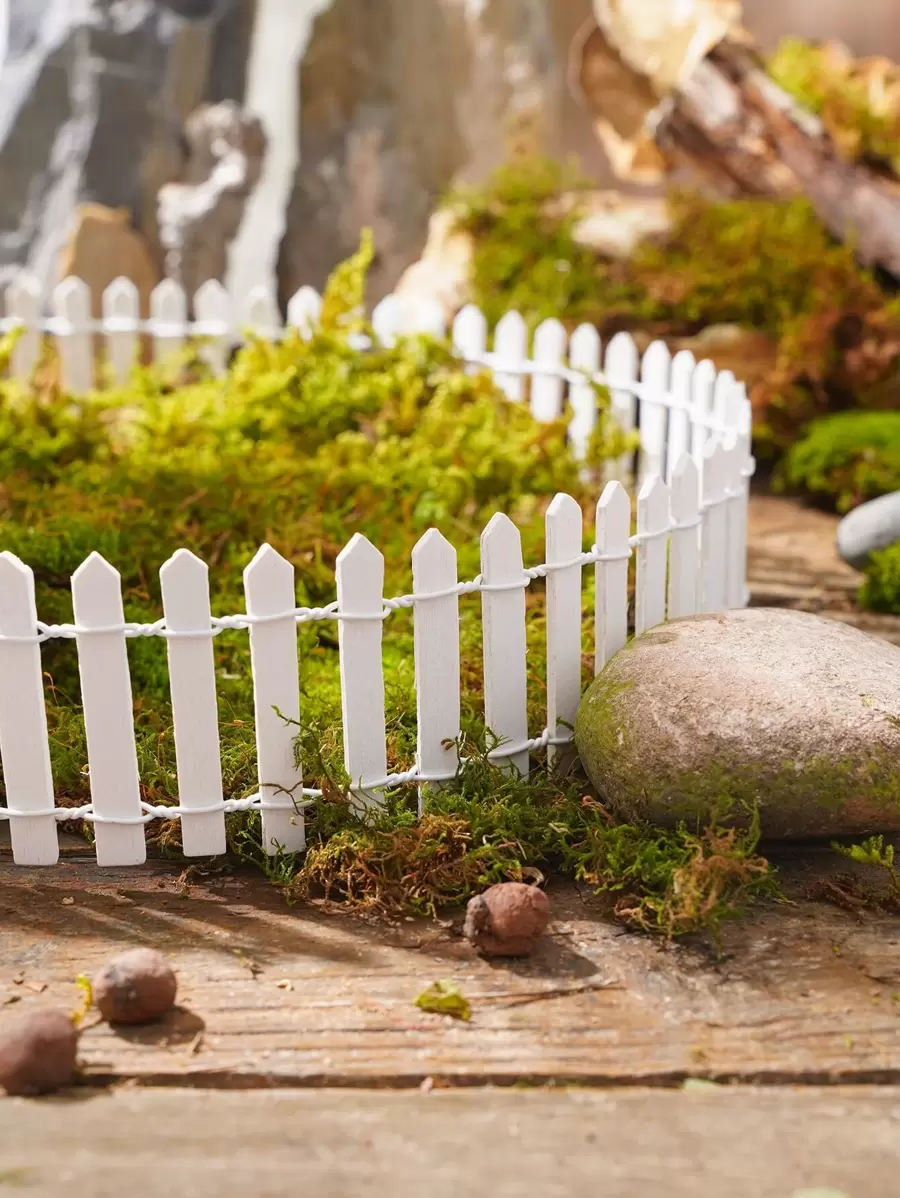 1入組迷你木柵欄，仙境花園微型柵欄微型景觀花盆配件裝飾品，房間花園