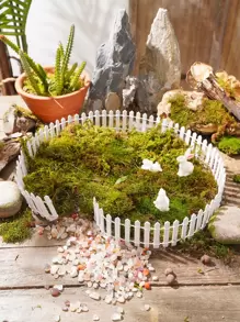 1入組迷你木柵欄，仙境花園微型柵欄微型景觀花盆配件裝飾品，房間花園
