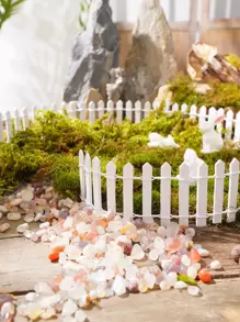 1入組迷你木柵欄，仙境花園微型柵欄微型景觀花盆配件裝飾品，房間花園