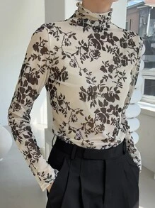 DAZY Top con estampado floral de malla - Blanco y Negro - Ver 6