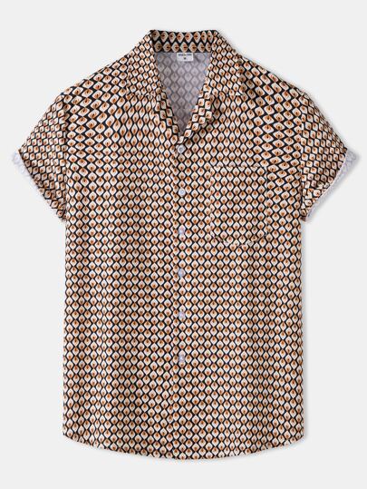 Hombres Camisa con estampado geométrico