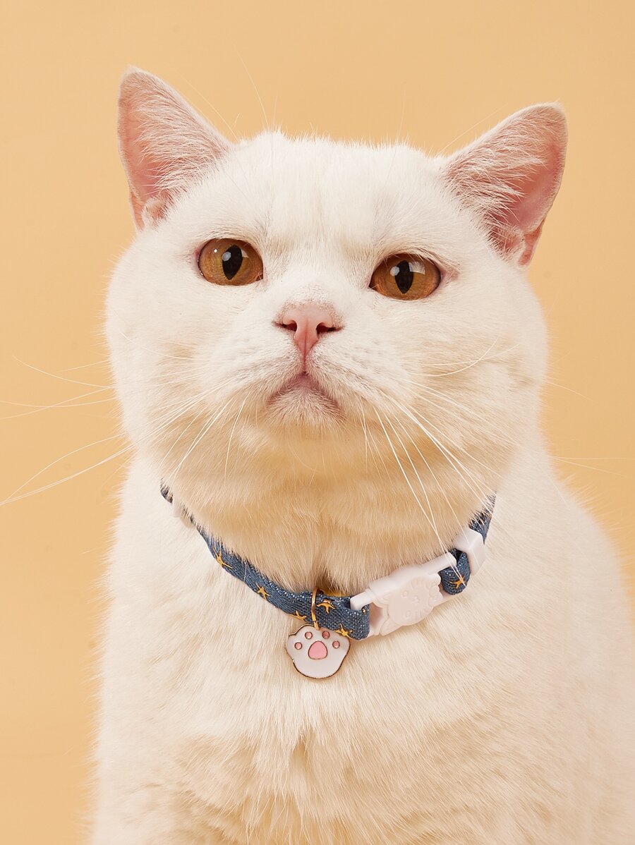 Cat Claw Pendant Star Print Pet Necklace - Multicolor - View 1
