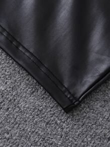 Celure Plus PU Elastic Waist Bodycon Skirt - Black - View 4