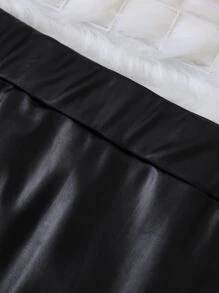 Celure Plus PU Elastic Waist Bodycon Skirt - Black - View 6