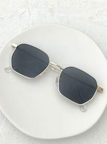 Men Geometric Frame Fashion Glasses - Dark Grey - View 1