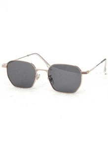 Men Geometric Frame Fashion Glasses - Dark Grey - View 2