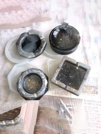 1 件普通随机 DIY 硅胶模具，白色硅胶烟灰缸模具，适用于 DIY 工艺品