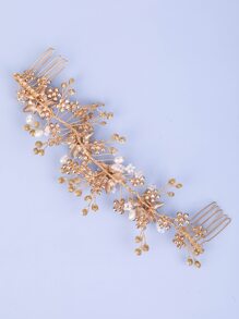 Horquilla con diseño de diamante de imitación nupcial - Dorado - Ver 2